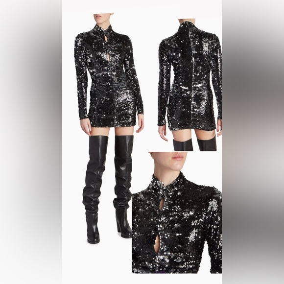 Isabel Marant Marnela Black Sequin Cut-Out Mini Cocktail Dress size 38/US 6